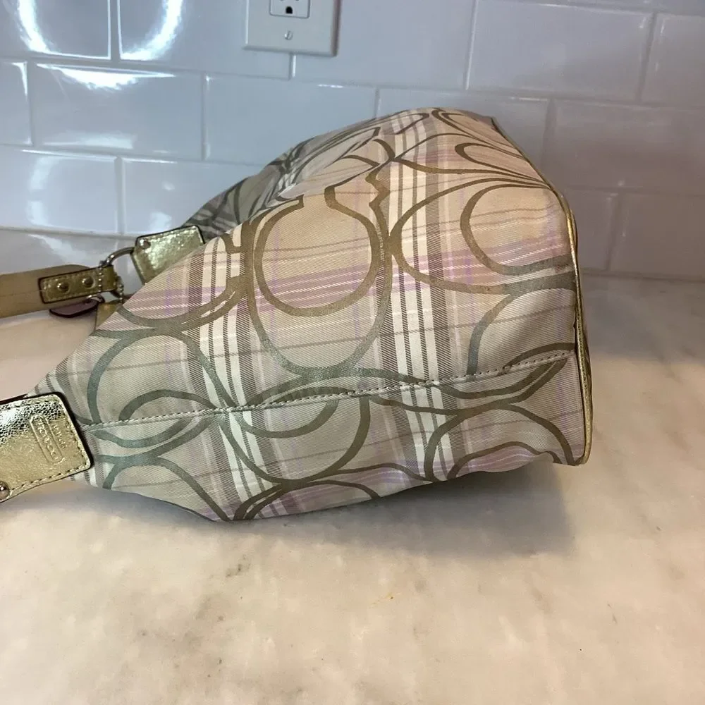 Coach Bag Purse Handbag Pocketbook Hobo F17209 Signature Plaid Bag Multicolor - Picture 6 of 15